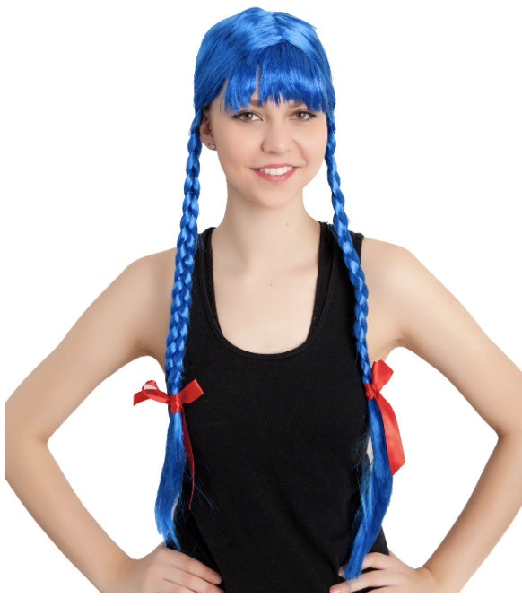 LONG PLAIT BLUE WIG